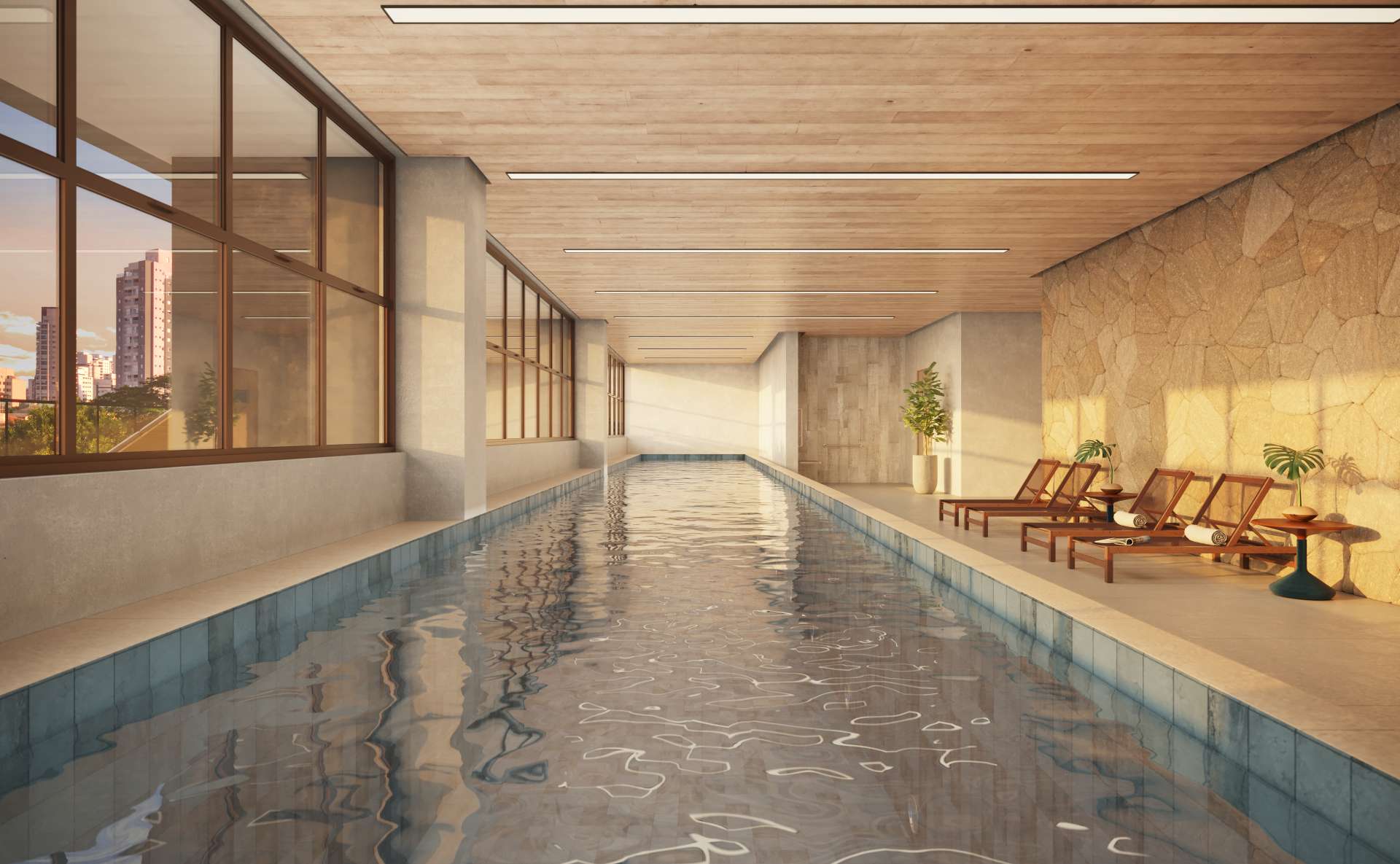 Perspectiva artística da Piscina Coberta